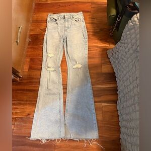Idyllwind by Miranda Lambert Distressed Flare Jeans Light Wash Raw Hem (0412)